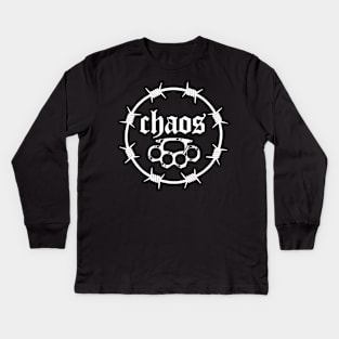 Chaos Brass knuckles (white) Kids Long Sleeve T-Shirt